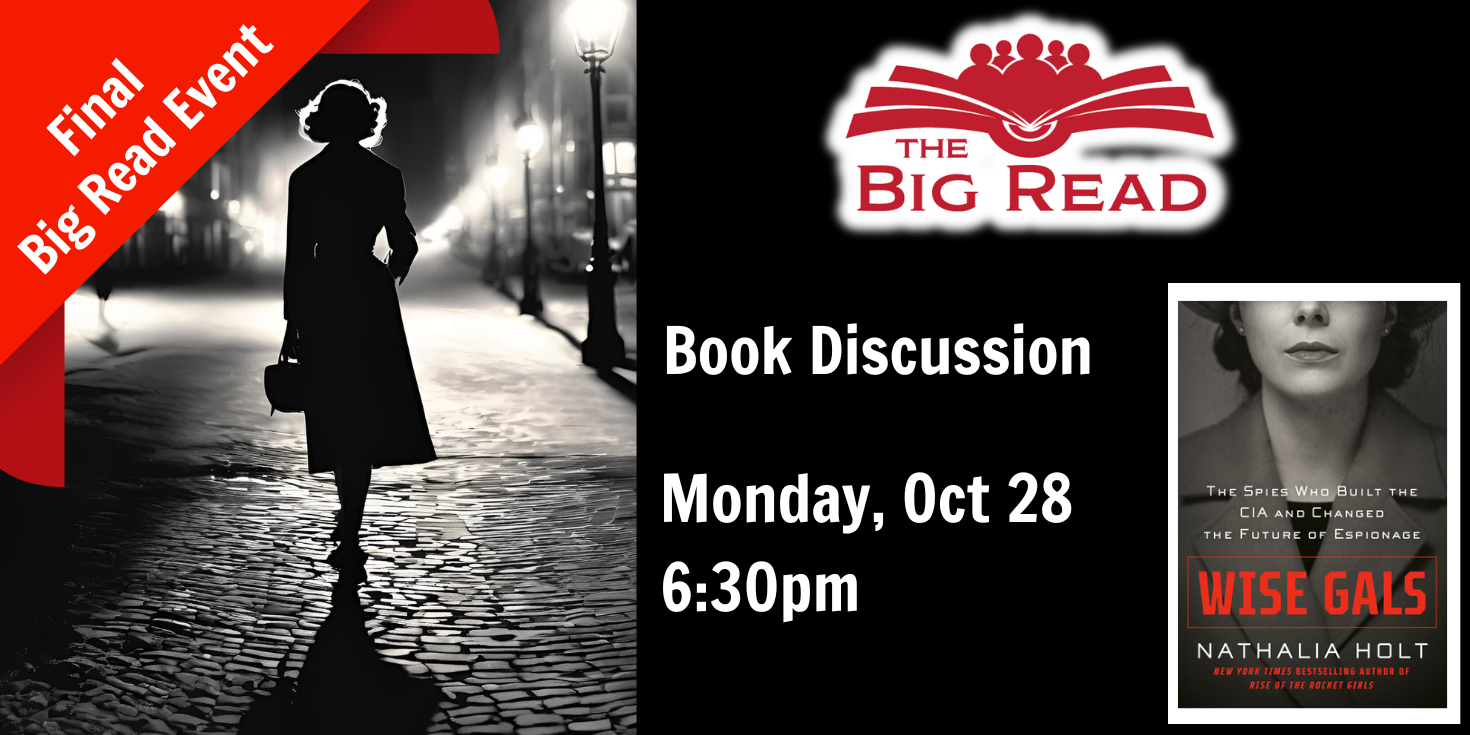 Big Read Book Discussion Oct 29 at 6:30pm