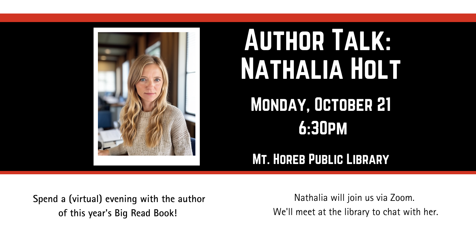 Author talk with Nathalia Holt October 21 6:30pm