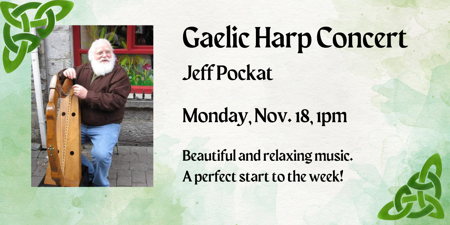 Gaelic Harp Concert November 18 at 1 pm