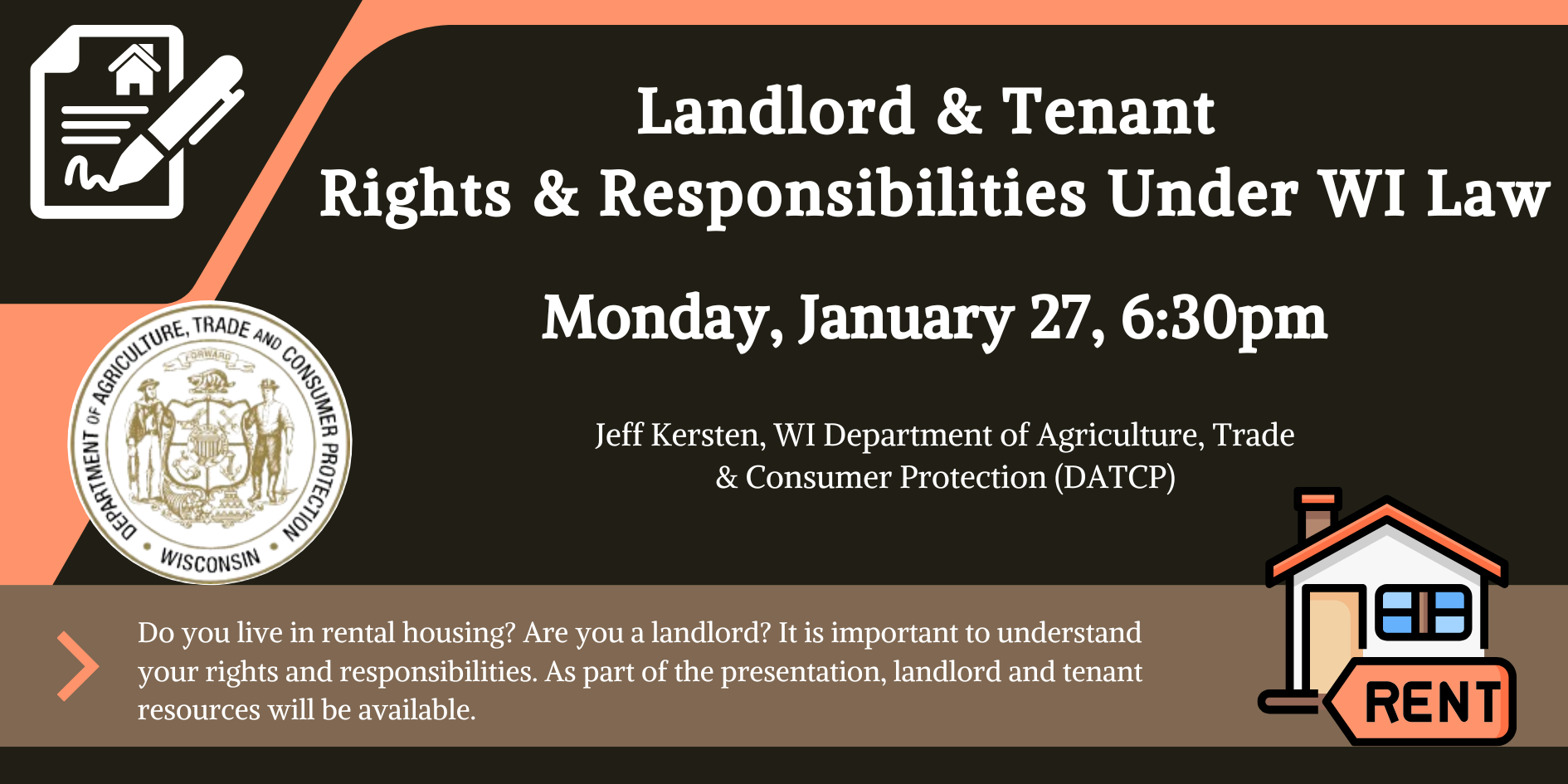 Landlord and Tenant Rights and Responsibilities, January 27 at 6:30pm